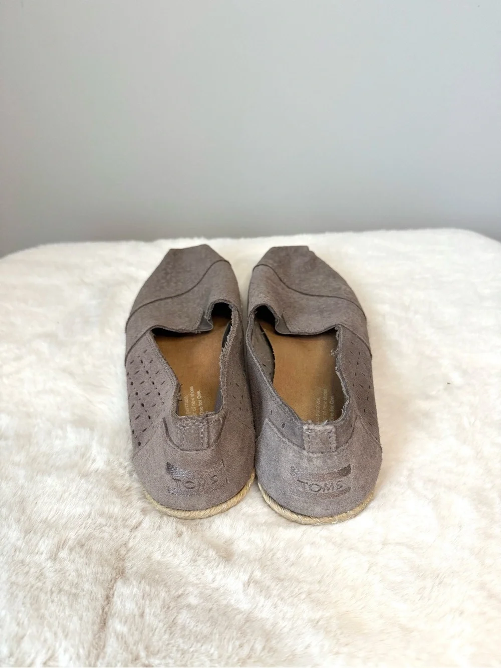 Toms Gray Laser-Cut Floral Slip-On Espadrilles Casual Shoes Size 8